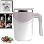 Self-Stirring Coffee Mug - Magnetic Stirring Cup | Stainless Steel Travel Mixing Mug for Coffee, Milk, Hot Chocolate | Battery Operated