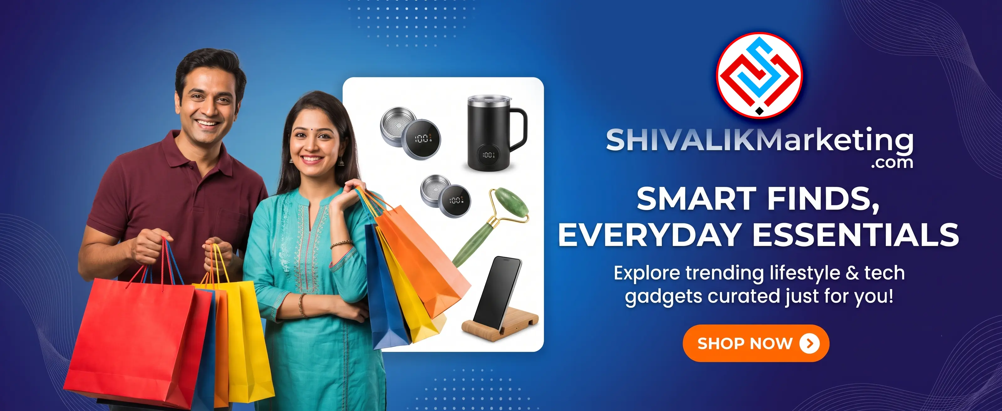 Shivalik Marketing online store banner for home, tech, beauty, and travel essentials in Maharashtra Shivalik Marketing online store banner for home, tech, beauty, and travel essentials in Maharashtra
